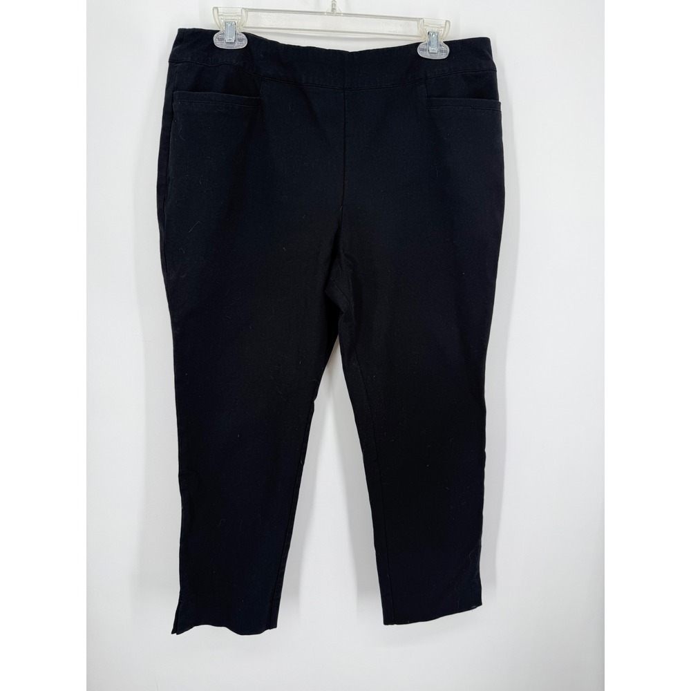 Soft Surroundings Cropped Pants Women PL Black Tummy Control Pull On Office